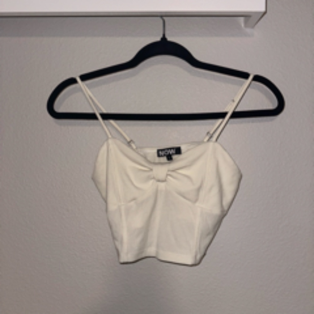 NOW White/Cream Crop Tank Top (S)